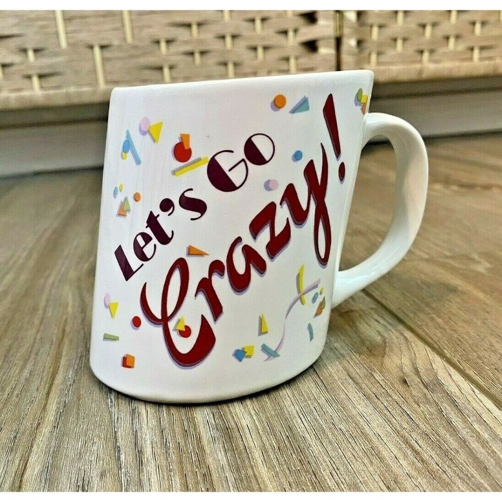 Coffee Mug Slants PAPEL Angled Tea Coffee Cup "Lets Go Crazy"  SO CUTE!!